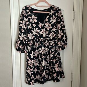 Women’s Madewell floral dress, fully lined, back zipper, 3/4 sleeves